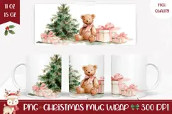 Cartoon Christmas Teddy Bear Mug, Winter Mug PNG Product Image 1