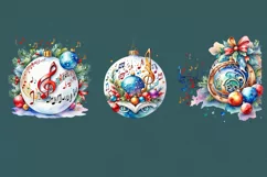 Christmas Music Watercolor PNG sublimation Product Image 2