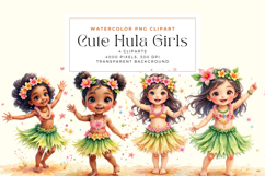 Watercolor Cute Hula Girl Cliparts Product Image 1