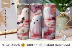3D Halloween Tumbler Wrap, Funny Ghost Tumbler Design Product Image 1