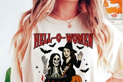 Hell-O-Women PNG, Retro Halloween Png, Spooky Witch Skeleton Product Image 4