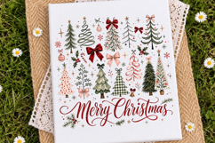 Merry Christmas PNG, Christmas Tree Sublimation, Coquette Product Image 1