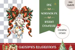 Cartoon Christmas Rabbit Illustration, Cute Christmas PNG Product Image 1