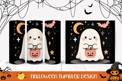Cartoon Halloween Bats Tumbler, Halloween Ghost PNG Product Image 1