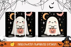 Cartoon Halloween Bats Tumbler, Halloween Ghost PNG Product Image 1