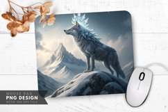 Frosty Wolf on the Summit Mouse Pad PNG Design Product Image 1