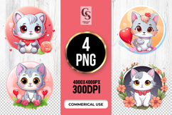 Cute Heart Cat Clipart Sublimation PNG Product Image 1