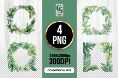 Watercolor Tropical Greenery Frame PNG Product Image 1