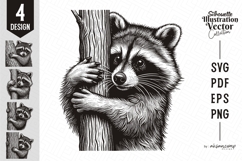 Adorable Raccoon Line Art Engraving Wildlife Vector Product Image 1