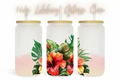 Watercolor Flowers Coffee 16oz Libby Glass Can Tumbler Wrap Product Image 1