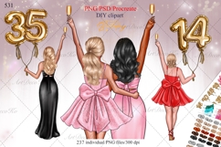 Birthday clipart, Curvy girl clipart, Best friend clipart Product Image 1