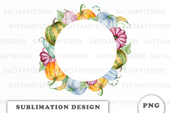 Watercolor Autumn Pumpkins Frame png Product Image 1