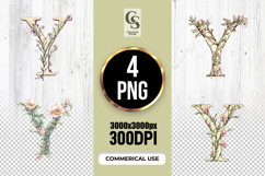Floral Letter Y Watercolor Alphabet Clipart Sublimation PNG Product Image 1