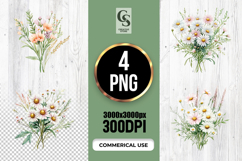 Wild Daisy Floral Clipart Sublimation PNG Product Image 1