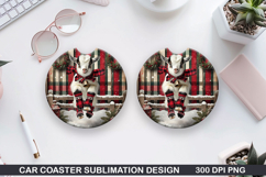 Goat Car Coaster Sublimation| Christmas Coaster PNG Product Image 1