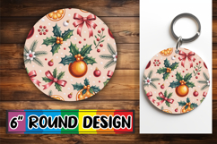 Bright Circle Sublimation Keychain PNG, Christmas Product Image 1
