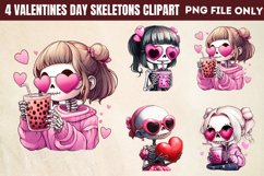 Valentines day skeletons Clipart PNG Product Image 1