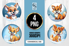Winter Fox Snow Scene Clipart Sublimation PNG Product Image 1