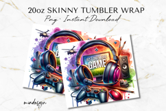 Gamer 20oz Skinny Tumbler Wrap PNG Product Image 2