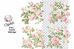 Flowers, Clipart, Ephemera, PNG, Junk journal, Shabby Chic Product Image 1