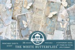 White Butterflies Junk Journal Paper Pack Product Image 1