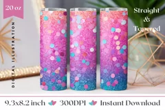 Pink and Blue Glitter Tumbler Sublimation, Fashion Tumbler Product Image 1