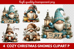 4 Cozy Christmas Gnomes Clipart | Cute Winter Holiday Gnome Product Image 1