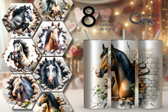 Horse &amp; wall | 8 skinny tumbler Sublimation designs Product Image 1