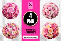 Pink Floral Bouquet Clipart Sublimation PNG Product Image 1