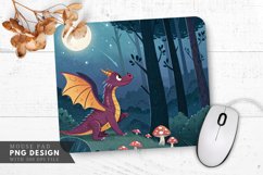 Colorful Dragon in a Moonlit Forest Mouse Pad PNG Design Product Image 1