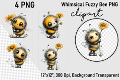 Whimsical Fuzzy Bee PNG Clipart, Clipart PNG Product Image 1