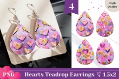 Love Heart Teardrop Earrings, Pink Hearts Earring Template Product Image 1