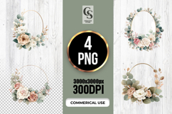 Floral Eucalyptus Wreath Clipart Sublimation PNG Product Image 1