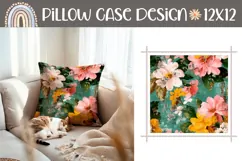 Cartoon Flowers Pillow PNG, Vintage Pillow Case Sublimation Product Image 1