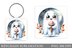 Cute Ghost Keychain Design. Cute Halloween Keychain Product Image 1