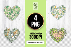 Green Botanical Heart Clipart Sublimation PNG Product Image 1