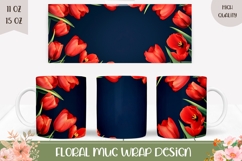 Spring Flowers Mug Wrap, Red Tulip Mug Sublimation Product Image 1