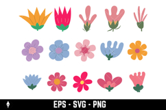 Set of blossom flower heads. Daisy, sunflower, wildflower Product Image 1