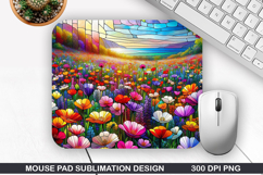 Mouse Pad Sublimation, Spring Flowers Mouse Pad PNG Design Product Image 1