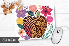 Playful Apple Design with Animal Prints Mouse Pad PNG Product Image 1