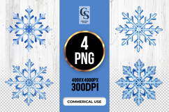 Blue Snowflake Clipart Sublimation PNG Product Image 1