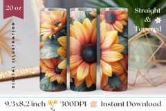 Sunflowers Tumbler Wrap Design, Sunflowers Sublimation PNG Product Image 1