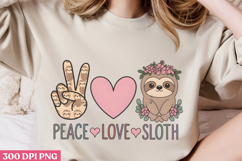 Peace love sloth PNG, Sloth Sublimation PNG Product Image 2