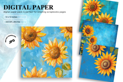 Sunflower Background Wallpaper Digital Paper Wall Art Product Image 1