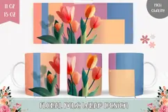 Orange Tulips Mug Wrap, Floral Mug, Abstract Mug PNG Product Image 1