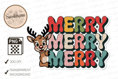 Retro Christmas Reindeer MERRY Cute Holiday Product Image 1
