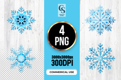 Blue Snowflake Ornament Illustration Clipart Sublimation PNG Product Image 1