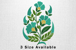 Teal Floral Leaf Cluster Three Size Embroidery Design Product Image 1