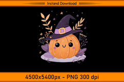 Cute Pumpkin Witch Hat Sublimation Design PNG Product Image 1