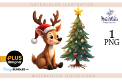 New Year&#039;s Christmas deer watercolor Product Image 1